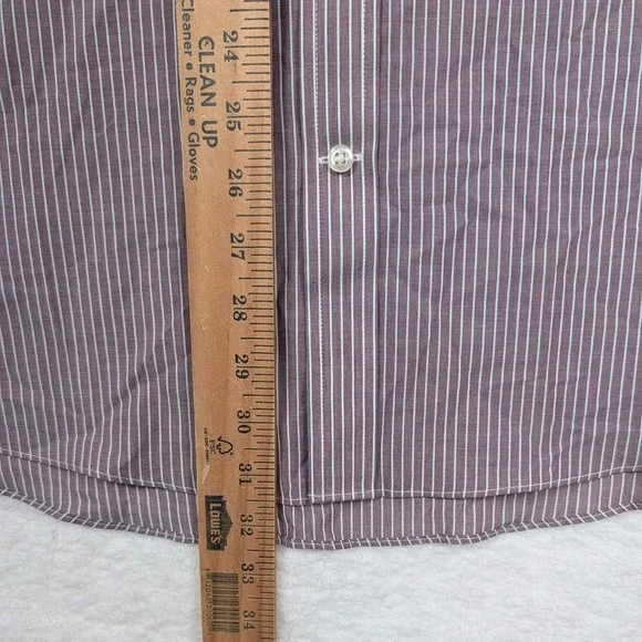 Stafford Shirt Mens 16.5 32/33 Red Stripe Fitted Travel Easy Care Broadcloth - Picture 6 of 10